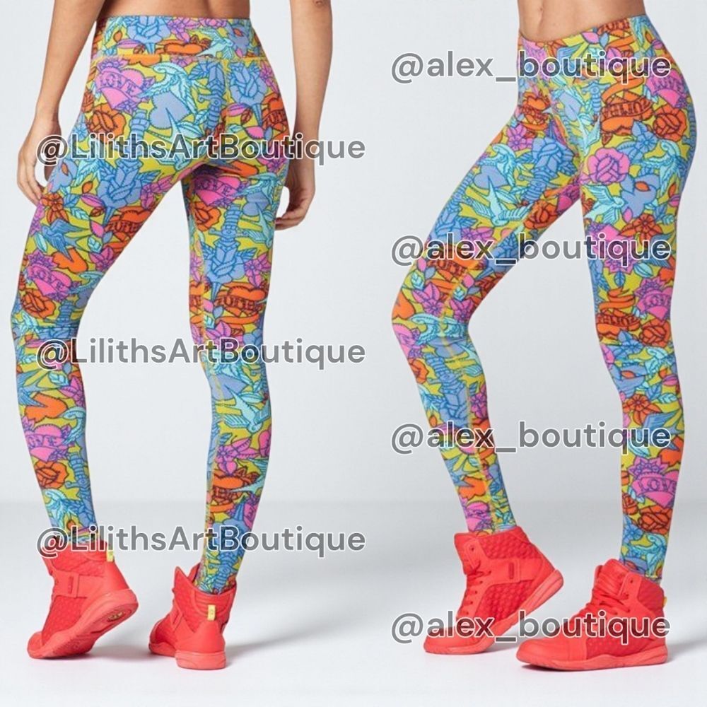 Zumba Love Long Leggings Rain Mist Size S (E053)